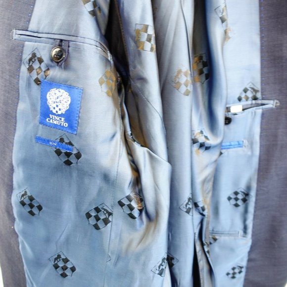 Navy Sports Coat MEDIUM Blazer Blue Suit Mens 40 Wool Slim Fit Work VINCE CAMUTO - Picture 11 of 13